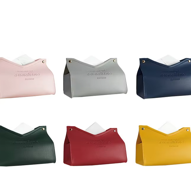 Colourful faux leather tissue box