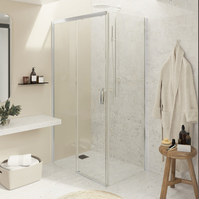 Mampara de ducha corredera lateral transparente | cromo | 3_BP