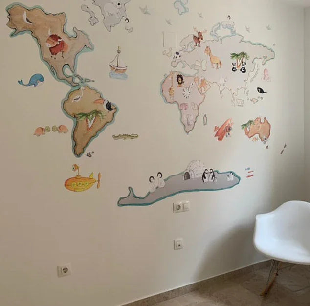 Children's decorative vinyl world map | 180x120cm