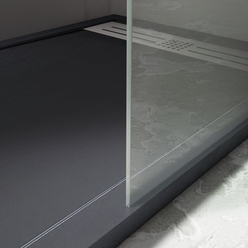 Mampara de ducha fija perfil negro vidrio templado 8 mm | 3_BP