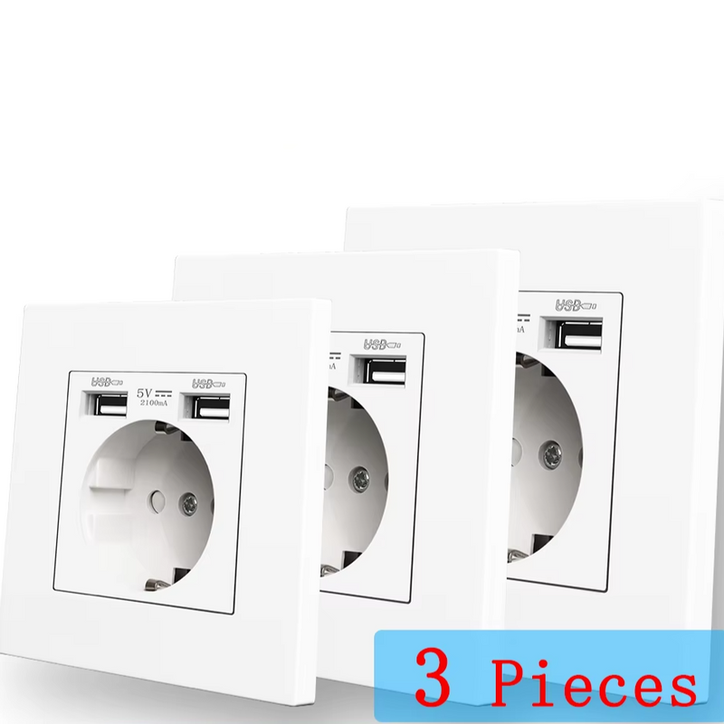 Enchufe de pared estándar UE con carga USB DualEnchufesHardware > Power & Electrical Supplies > Power Outlets & Sockets > Wall Outlets