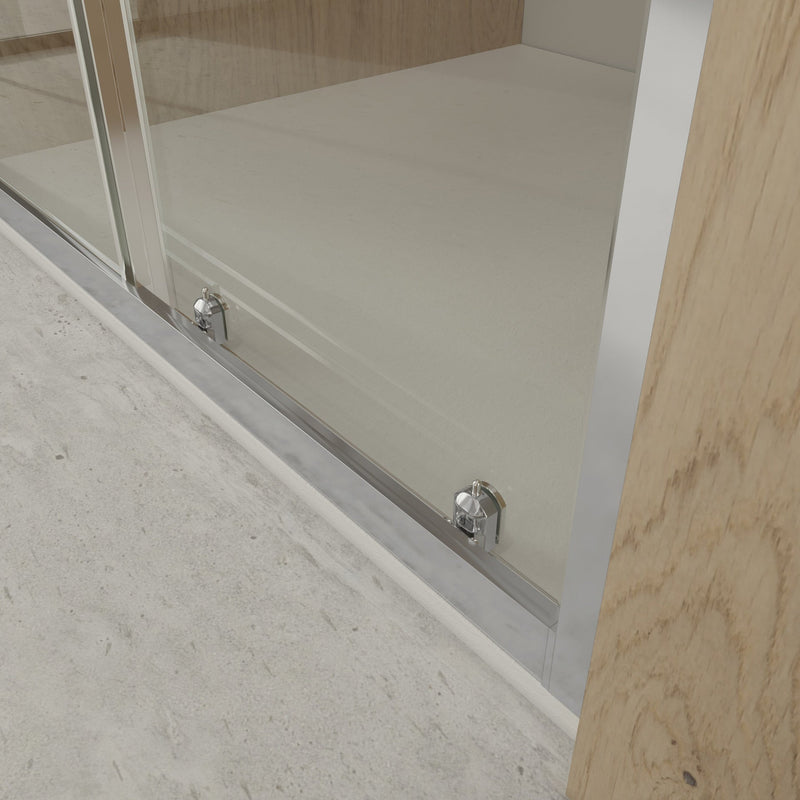 Mampara ducha 1 fijo 1 corredera cromo transparente moderno | 3_BP