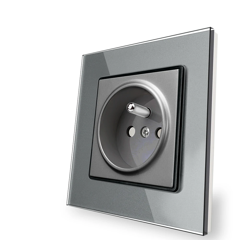 Enchufe de pared estándar francés con panel de cristal templado Serie D1EnchufesHardware > Power & Electrical Supplies > Power Outlets & Sockets > Wall Outlets