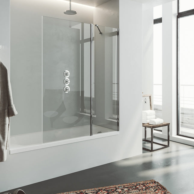 Mampara de bañera cromo transparente para baño moderno | 3_BP