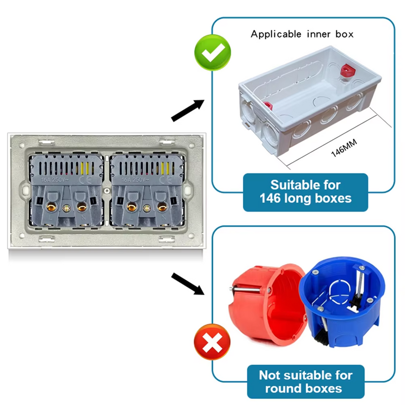 Toma de corriente doble EU con USB A + C empotrableEnchufesHardware > Power & Electrical Supplies > Power Outlets & Sockets > Wall Outlets