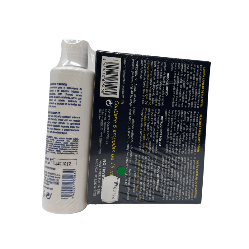 Placenta pack capilar 6 ampollas 15 ml champú 200 ml
