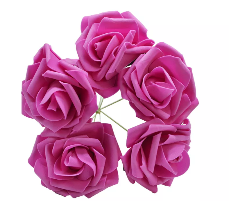 Flor Artificial de rosa grande con tallo de 16cm