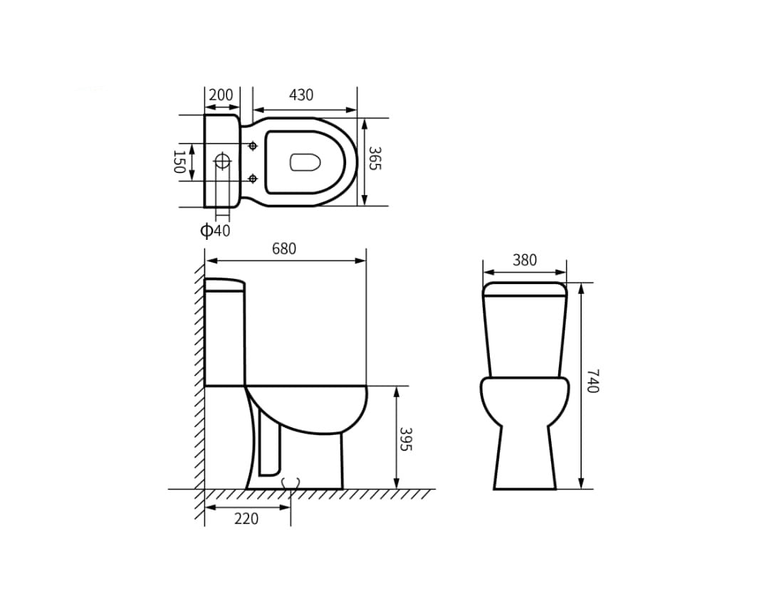 Inodoro completo salida a suelo porcelana blanca sanitaria