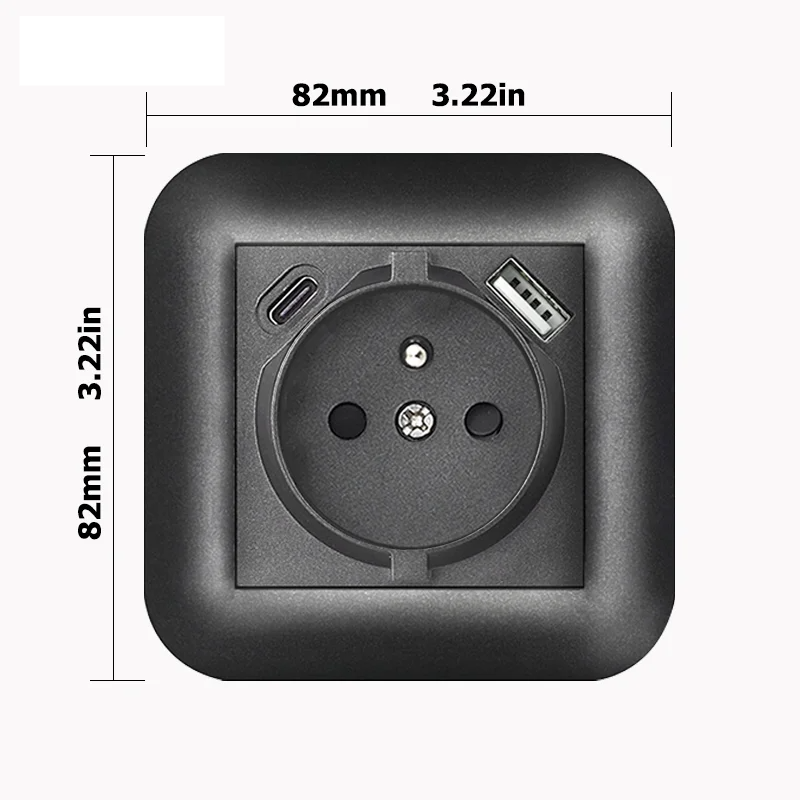 Enchufe FR de carga USB A y C con panel de PC ignífugo y garra de hierro Serie A2 , adecuado para caja redondaEnchufes