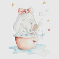 Hand-painted elephant bathing wall decal for children