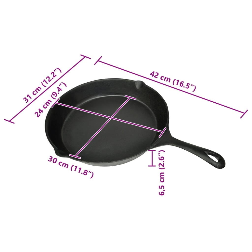 Sartén parrilla de hierro fundido 30 cm redonda