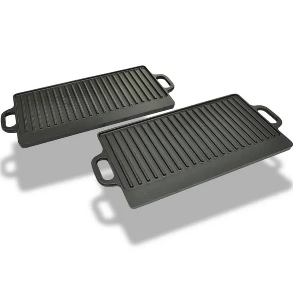 Placa parrilla de hierro fundido reversible 38x23cm 2 unidades