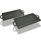 Placa parrilla de hierro fundido reversible 38x23cm 2 unidades