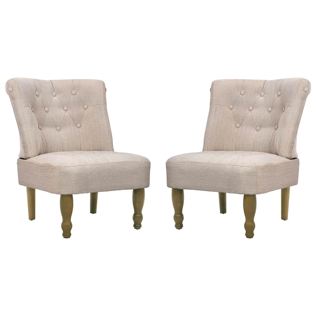 Sillones de estilo francés 2 unidades tela color crema