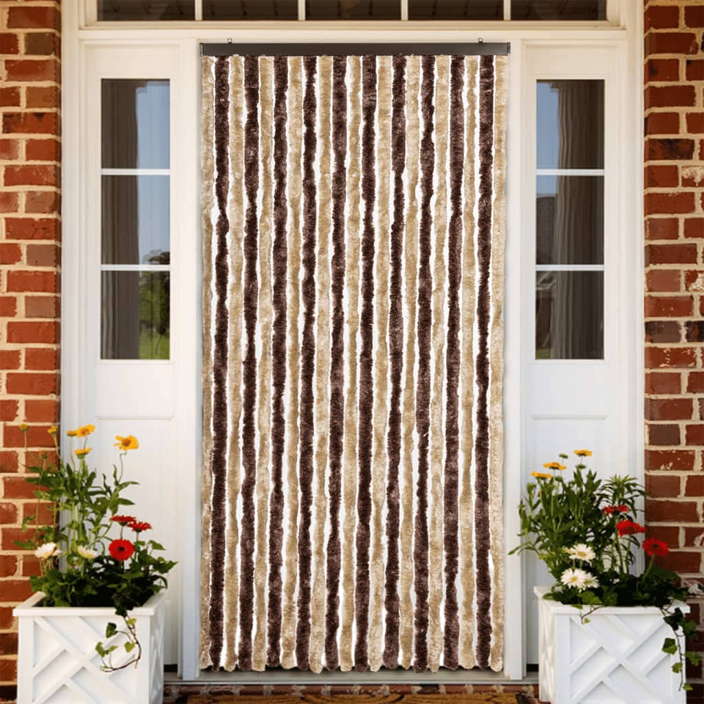 Blue and white chenille fly curtain 56x200 cm