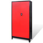 Armario de herramientas 2 puertas acero negro/rojo 90x40x180 cm