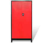 Armario de herramientas 2 puertas acero negro/rojo 90x40x180 cm