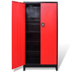 Armario de herramientas 2 puertas acero negro/rojo 90x40x180 cm