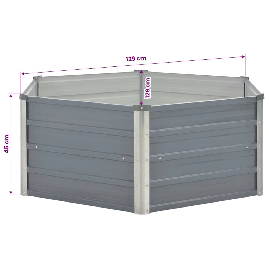 Jardinera elevada 129x129x45 cm acero galvanizado gris