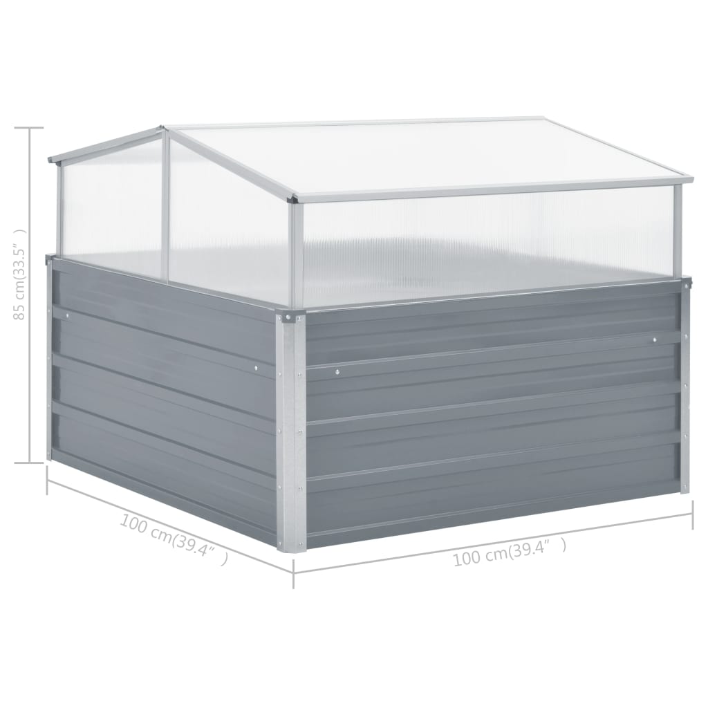 Invernadero 100x100x85 cm acero galvanizado gris