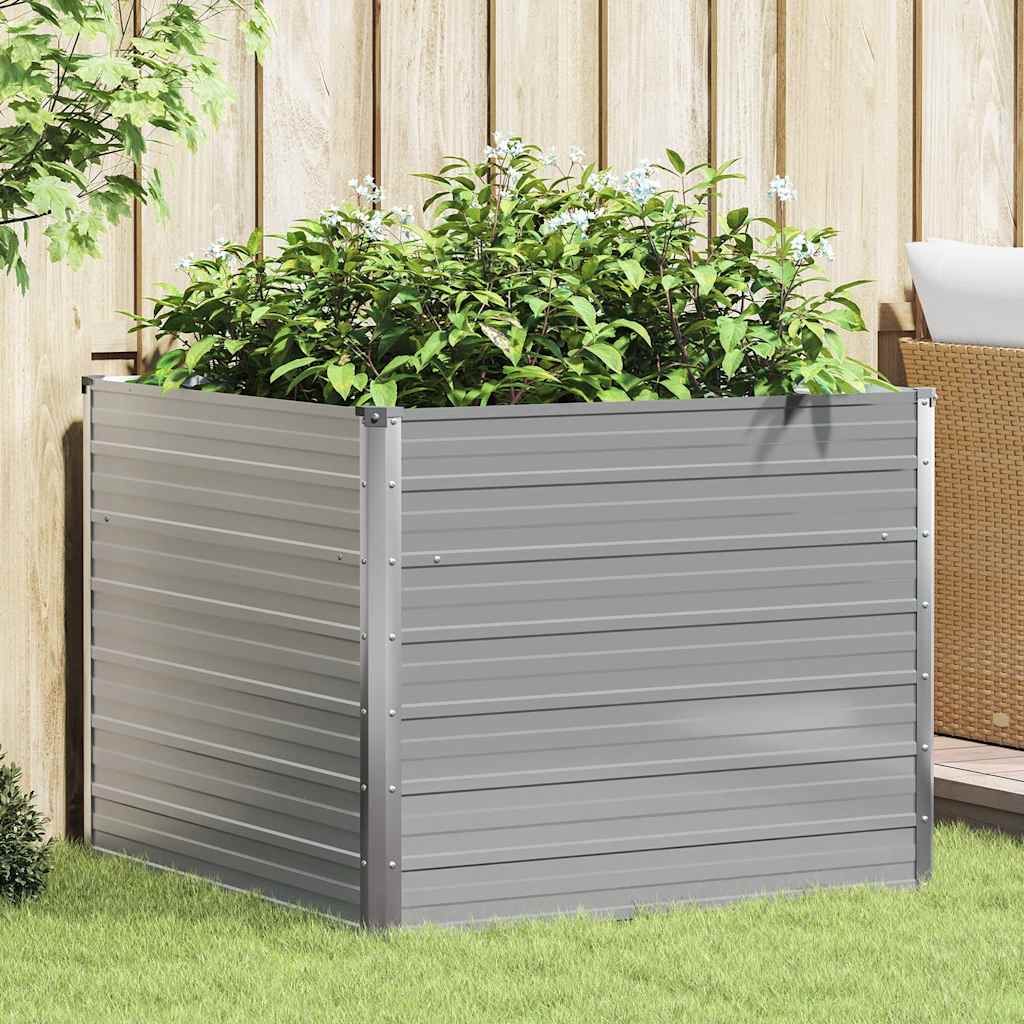 Arriate elevado de acero galvanizado verde 129x129x45 cm