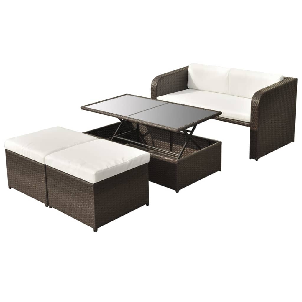 Muebles jardín 4 pzas y cojines ratán sintético gris antracita