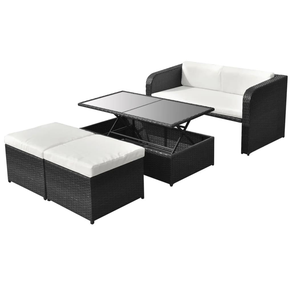 Muebles jardín 4 pzas y cojines ratán sintético gris antracita