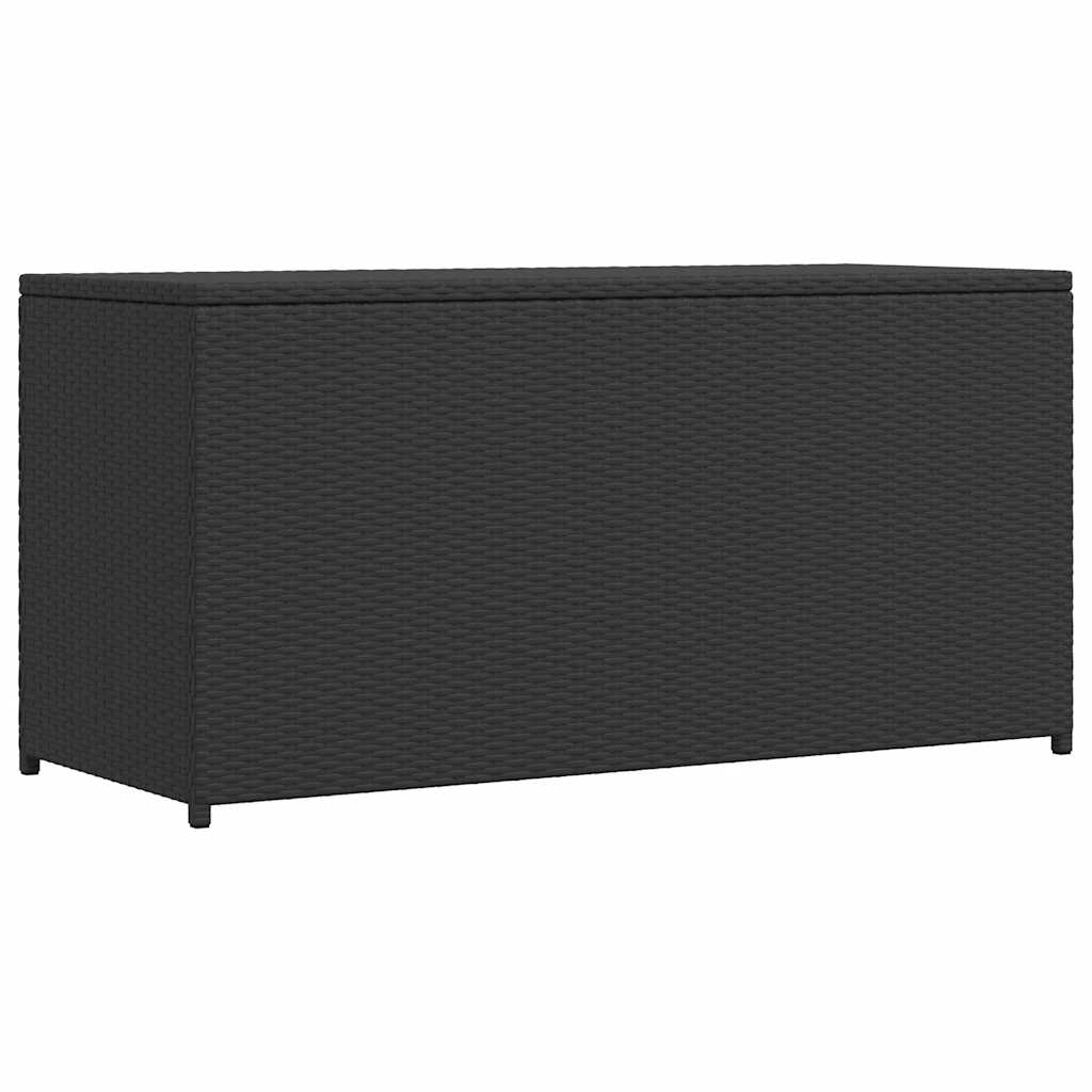 Caja de almacenaje de jardín ratán sintético gris 120x50x60 cm