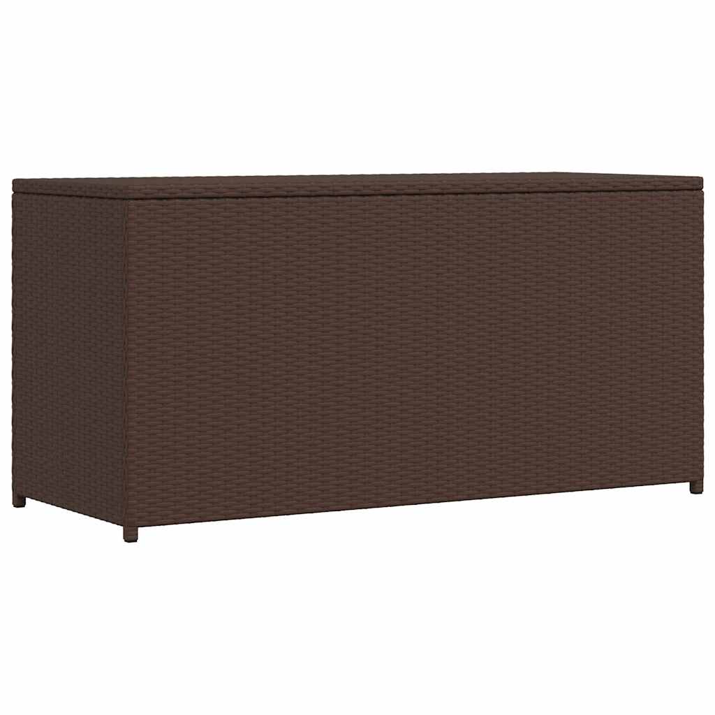 Caja de almacenaje de jardín ratán sintético gris 120x50x60 cm