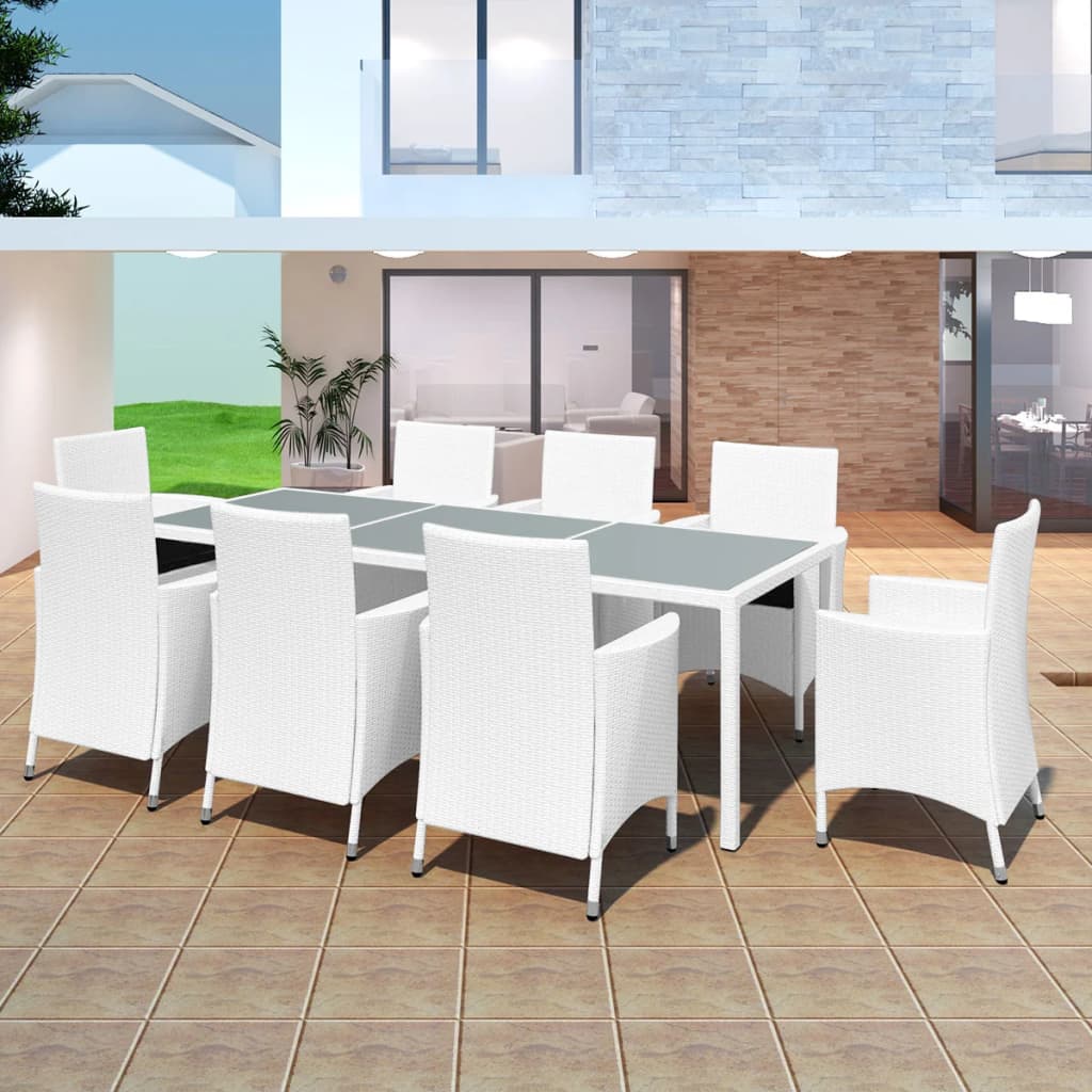 Juego de comedor de jardín 5 piezas ratán sintético negro