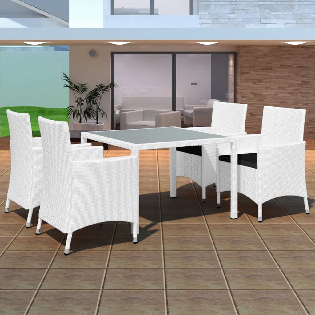 Juego de comedor de jardín 5 piezas ratán sintético negro
