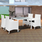 Juego de comedor de jardín 5 piezas ratán sintético negro