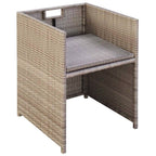Mesa y sillas bistró de jardín 3 pzs y cojines poli ratán beige