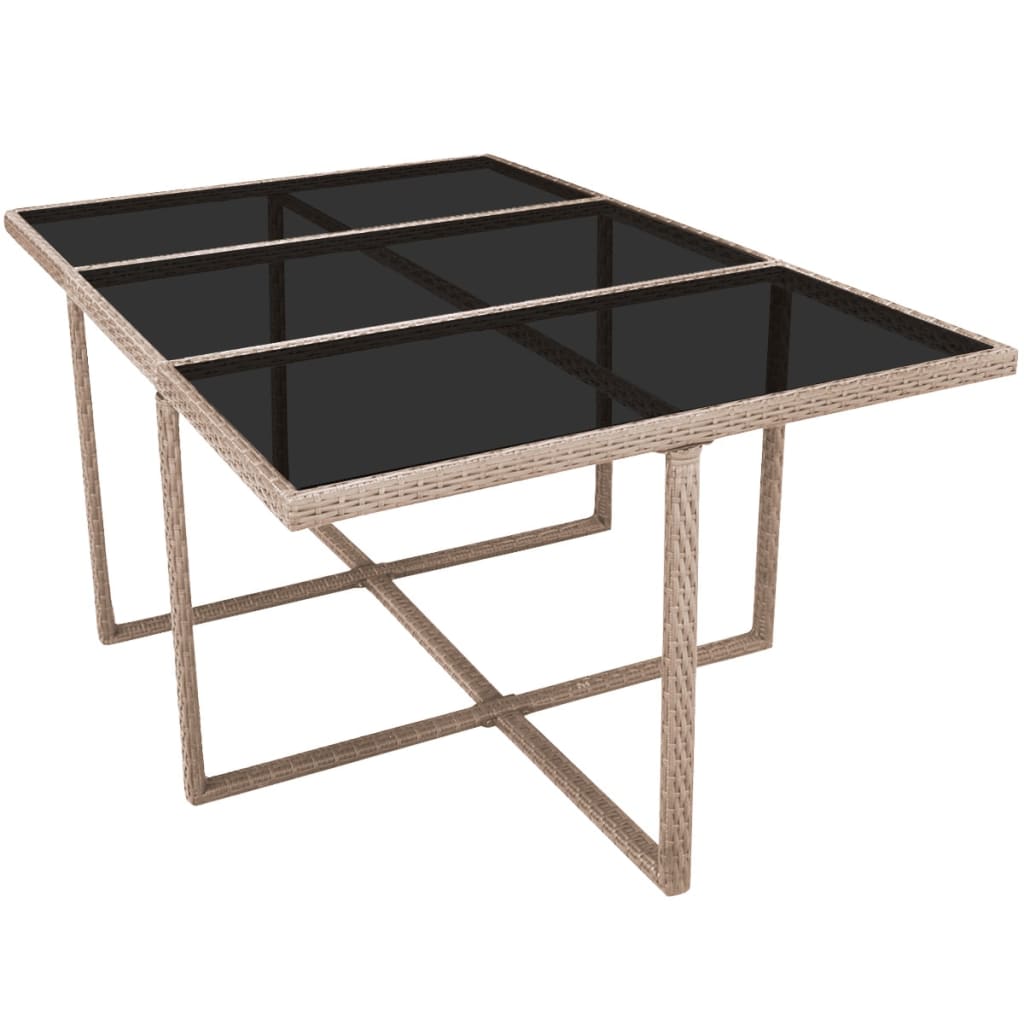 Set comedor de jardín 11 piezas y cojines ratán sintético beige