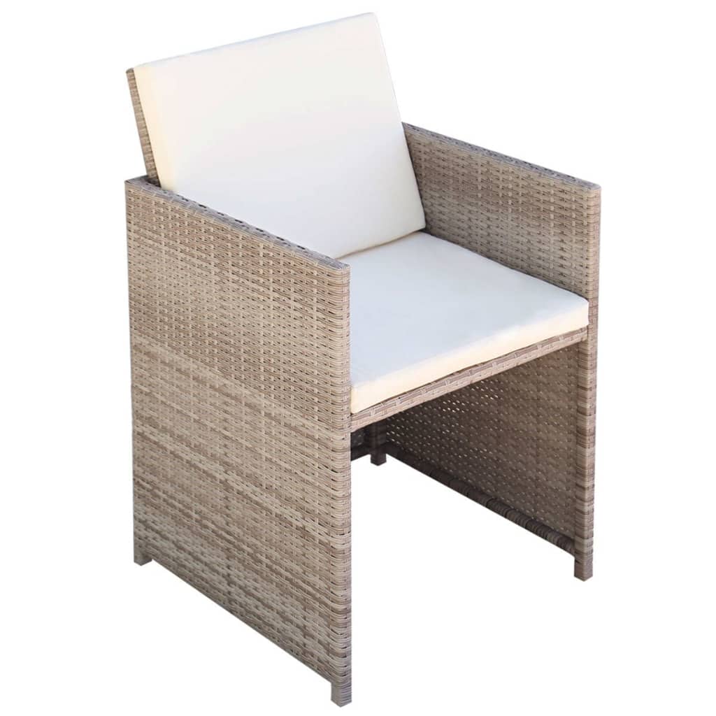 Set comedor de jardín 11 piezas y cojines ratán sintético beige