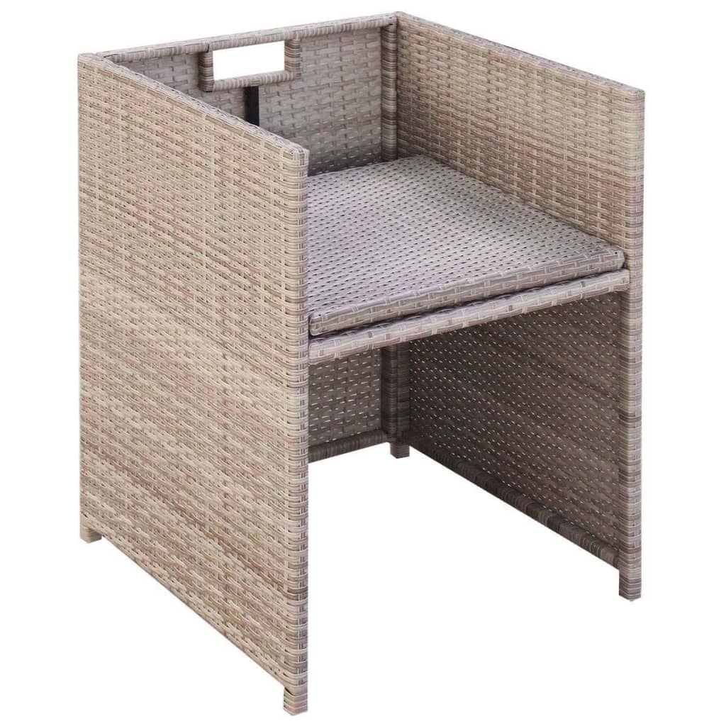 Set comedor de jardín 11 piezas y cojines ratán sintético beige