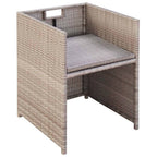 Set comedor de jardín 11 piezas y cojines ratán sintético beige