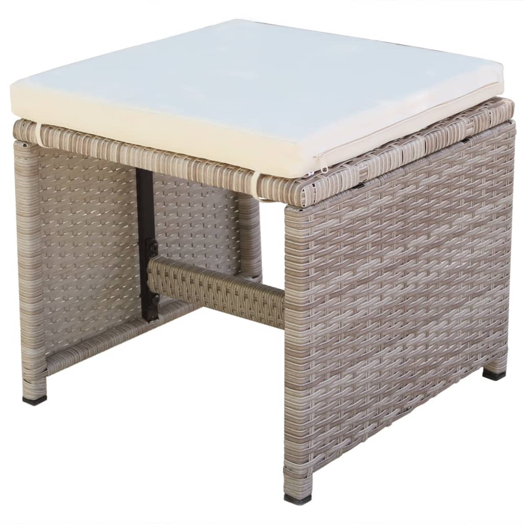 Set comedor de jardín 11 piezas y cojines ratán sintético beige