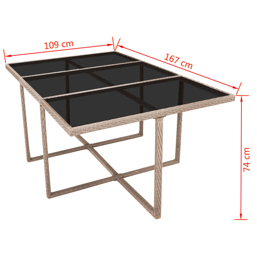 Set comedor de jardín 11 piezas y cojines ratán sintético beige