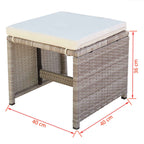 Set comedor de jardín 11 piezas y cojines ratán sintético beige