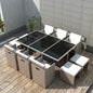 11-piece garden dining set with cushions in beige synthetic rattan