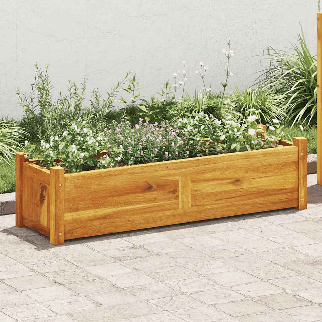Arriate de jardín de madera de acacia 150x30x25 cm