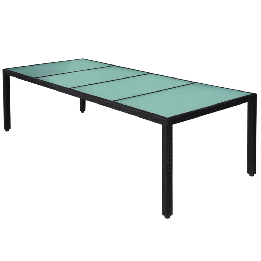 Set comedor de jardín 11 piezas y cojines ratán sintético negro