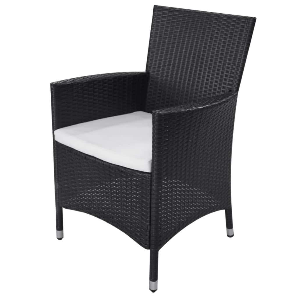 Set comedor de jardín 11 piezas y cojines ratán sintético negro
