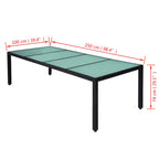 Set comedor de jardín 11 piezas y cojines ratán sintético negro