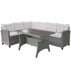 Set de muebles de jardín 3 pzas y cojines ratán sintético gris