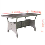 Set de muebles de jardín 3 pzas y cojines ratán sintético gris