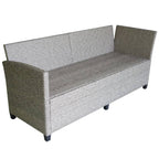 Set de muebles de jardín 3 pzas y cojines ratán sintético gris