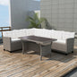 Conjunto de móveis de jardim 3 pçs e almofadas vime sintético cinza