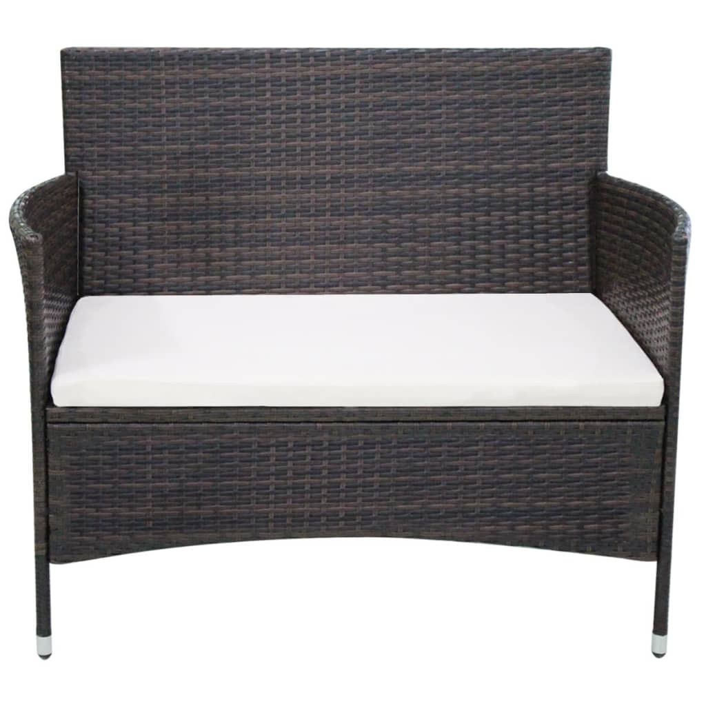 Banco de jardín 106 cm ratán sintético marrón